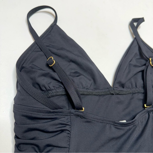 L*SPACE Black Bella Ruched Slimming Convertible One Piece Cheeky Swimsuit Size 8 - Picture 10 of 11